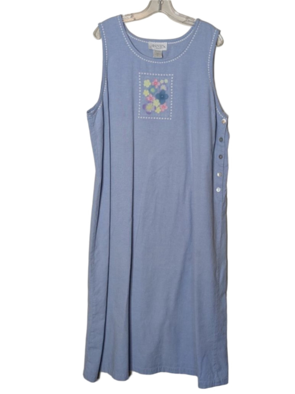 Women's Casual Corner Annex Woman 1X Blue Floral Maxi Dress Vintage